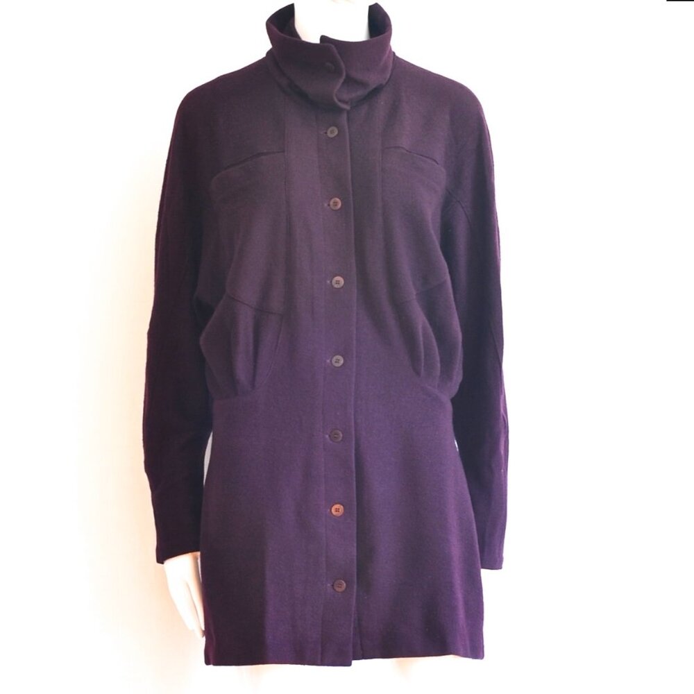Seeler 1990's Wool Blend Turtle Neck Cardigan With Front Pockets - W. Germany